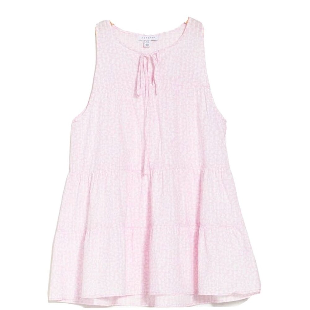 Topshop Tiered Sleeveless Tie Neck Tunic Blouse Women's 10 NWT
